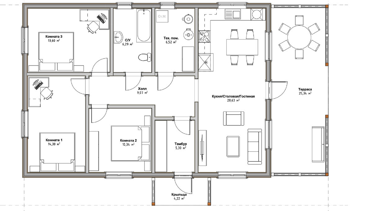 Одноэтажный дом в финском стиле | GREY HOUSE | Дзен