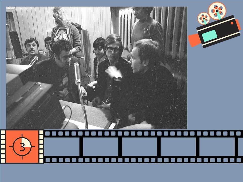 Эльдар Рязанов на съемках фильма «Ирония судьбы…». Коллаж авторский.  