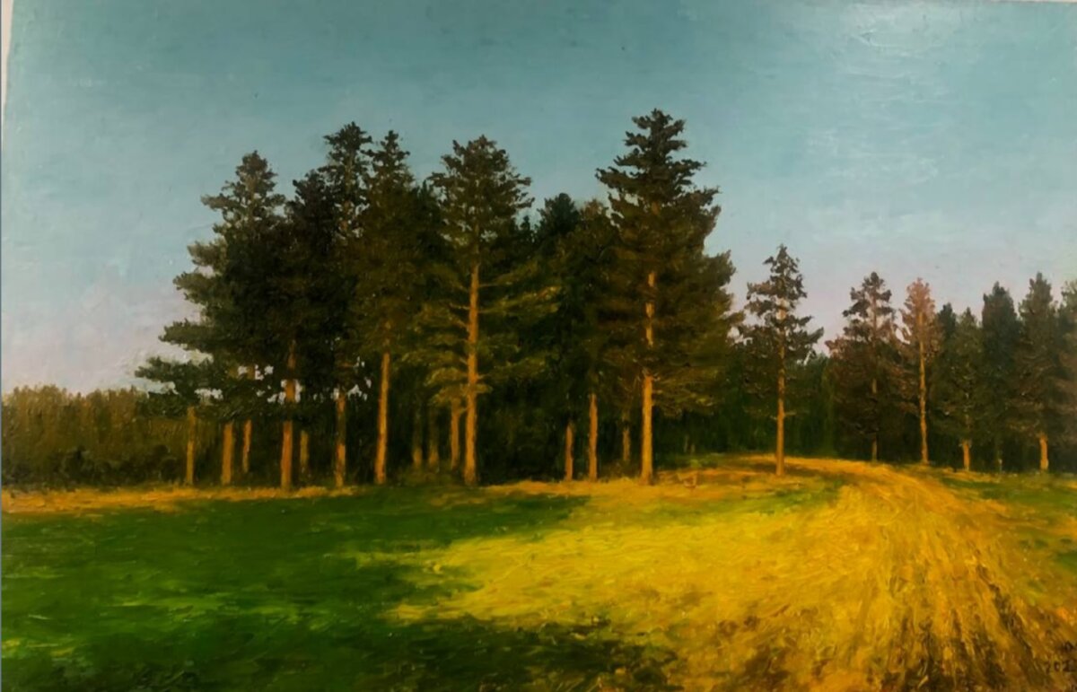 Фото автора. Картина А.В. Юрченко "Утро" Масло. Холст. на выставке в КИЦ г. Урая Югра