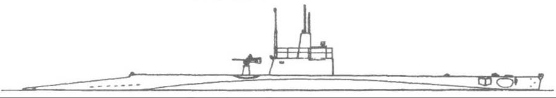 Схема внешнего вида подводных лодок типа "Н" для ВМС Италии
