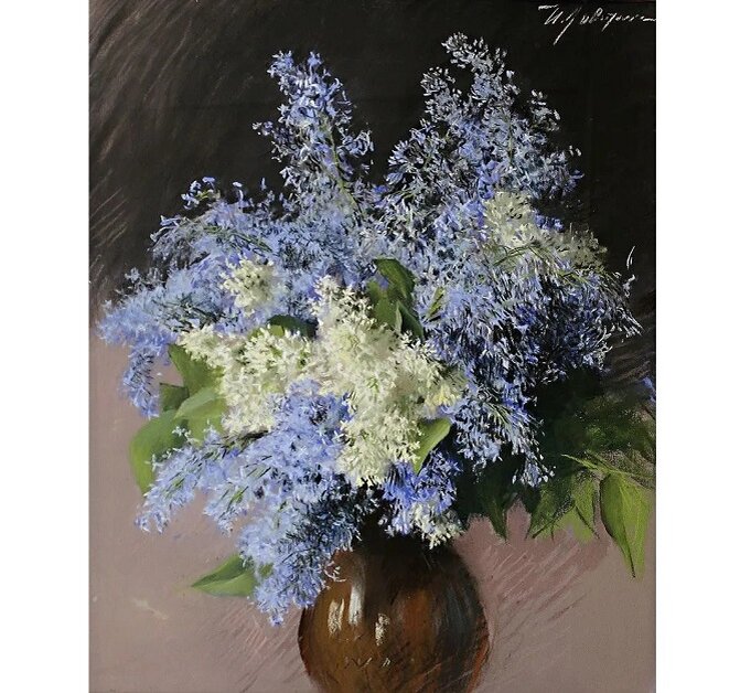 Исаак Левитан. Сирень. 1893-1895. Бумага на картоне, пастель. 61 х 46. Частное собрание