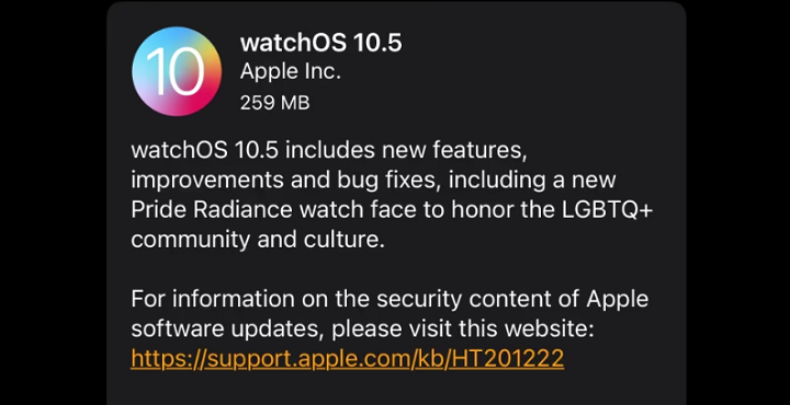 Обновление watchOS 10.5