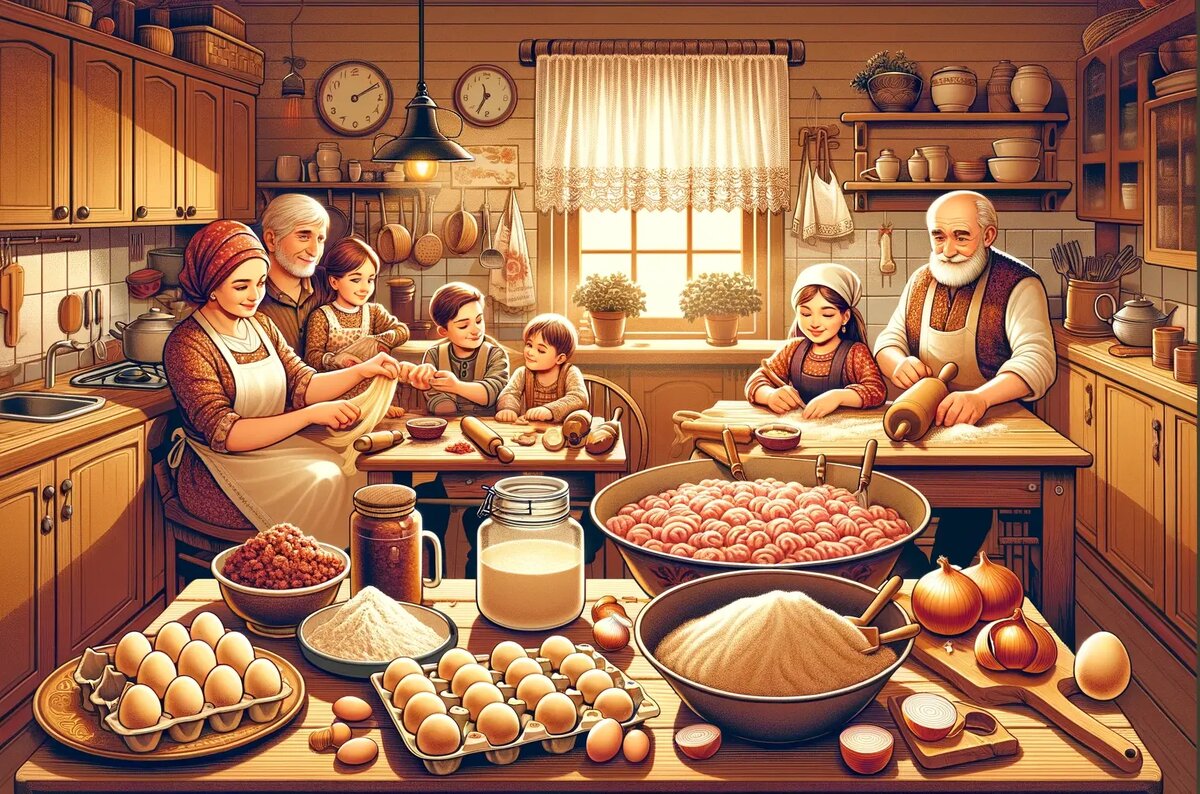 Лепим пельмени (сгенерировано с помощью DALL-E)