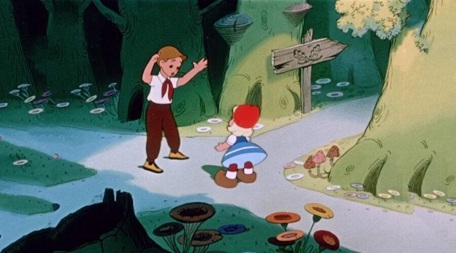    Советские мультфильмы. Как поступают настоящие пионеры? Фото: кадр из мультфильма «Петя и Красная Шапочка»