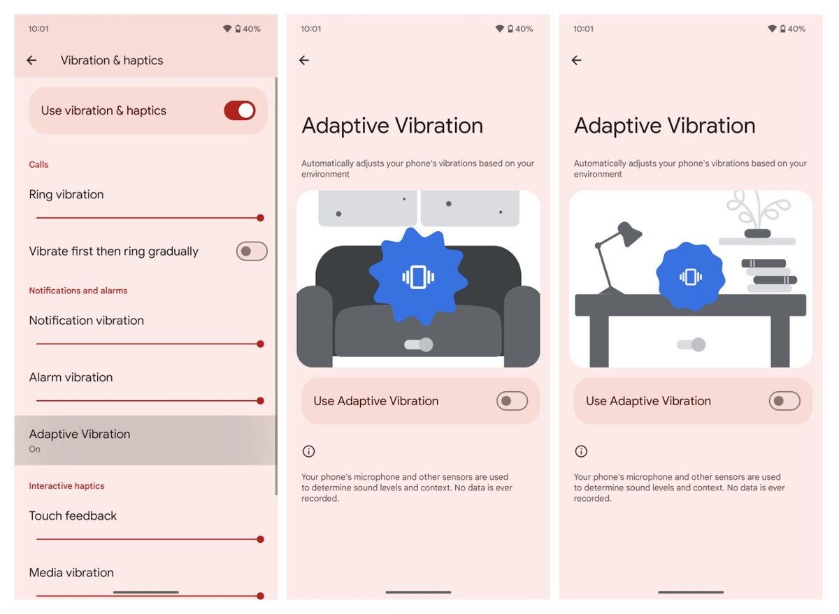 Корпорация Google добавила в операционную систему Android 15 Beta 2 функцию Adaptive Vibration, которая позволит гибко настраивать работу вибромотора Ручная настройка интенсивности вибрации — функция-2