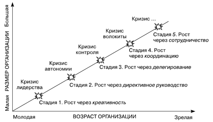 Рис.1 Жизненный цикл организации по Ларри Грейнеру