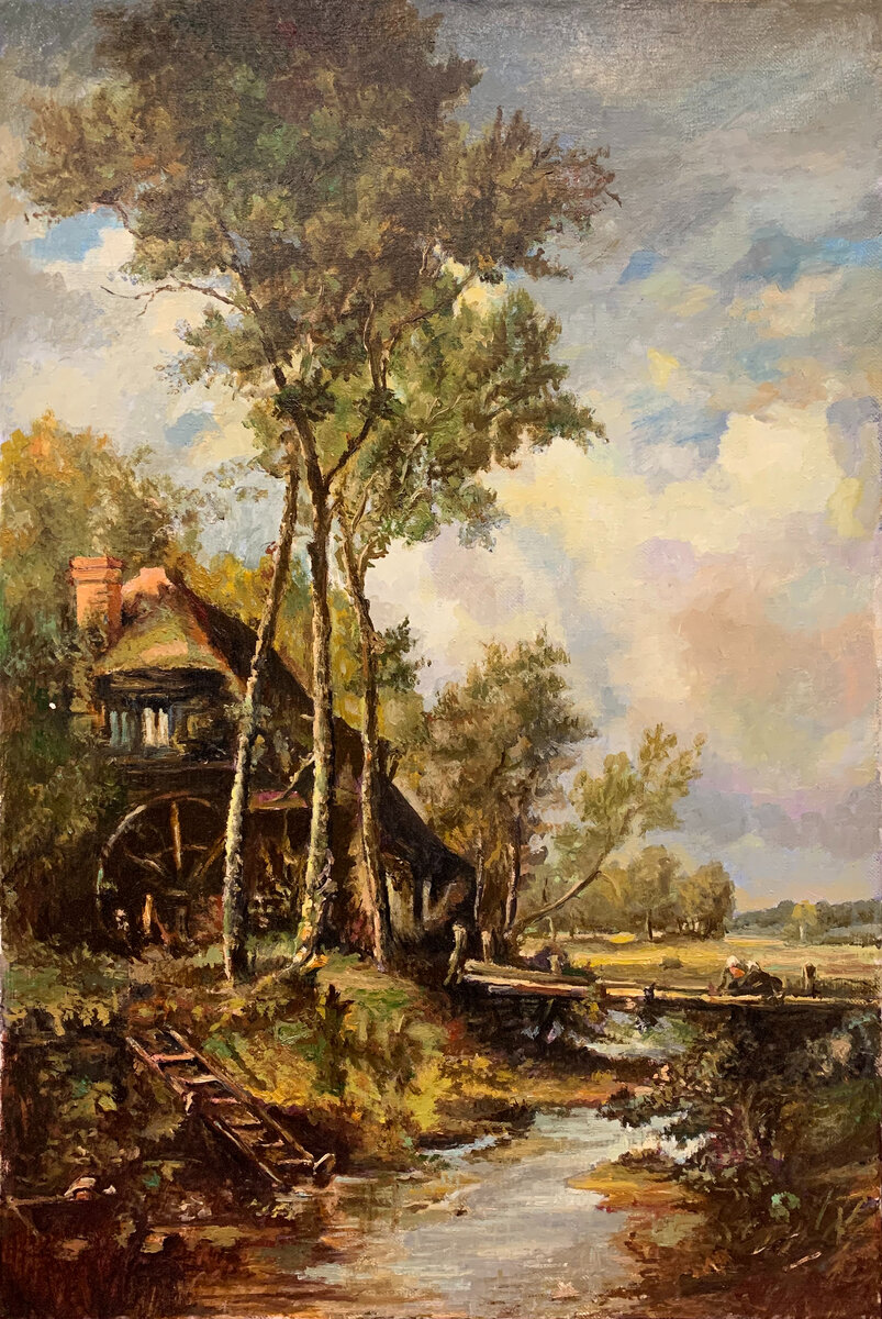 Кошкин В. копия картины "Старая мельница близ Барбизона" Нарсиса Виржилио Диаз де ла Пёнья, 36,5х56, холст/масло