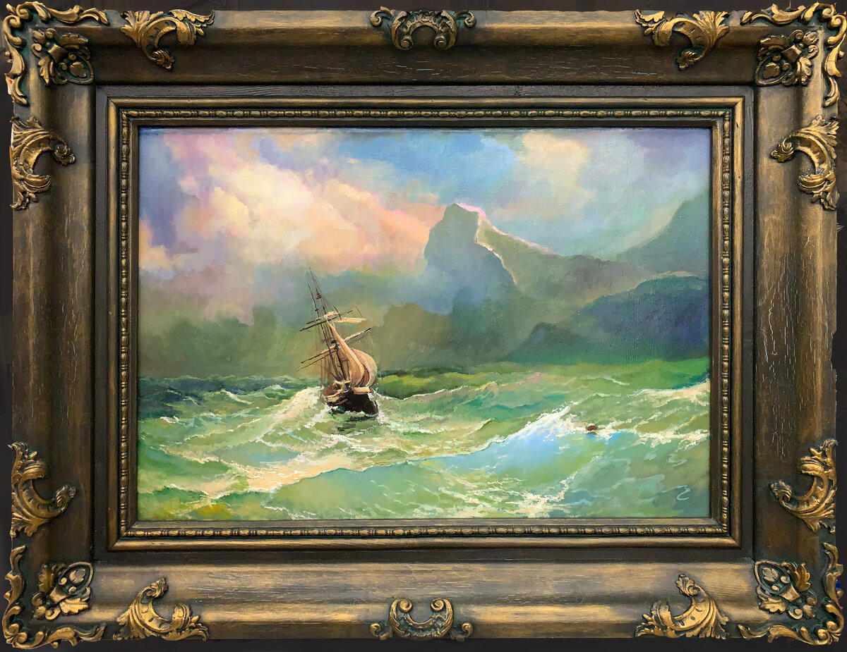 Кошкин В. копия картины "Парусник" Юрия Прядко, 40х58, холст/масло