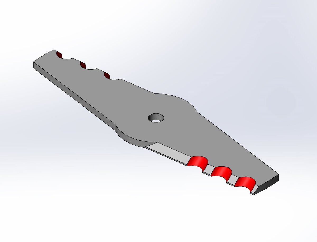 Пропилы на ноже косилки позволяют легче косит траву.