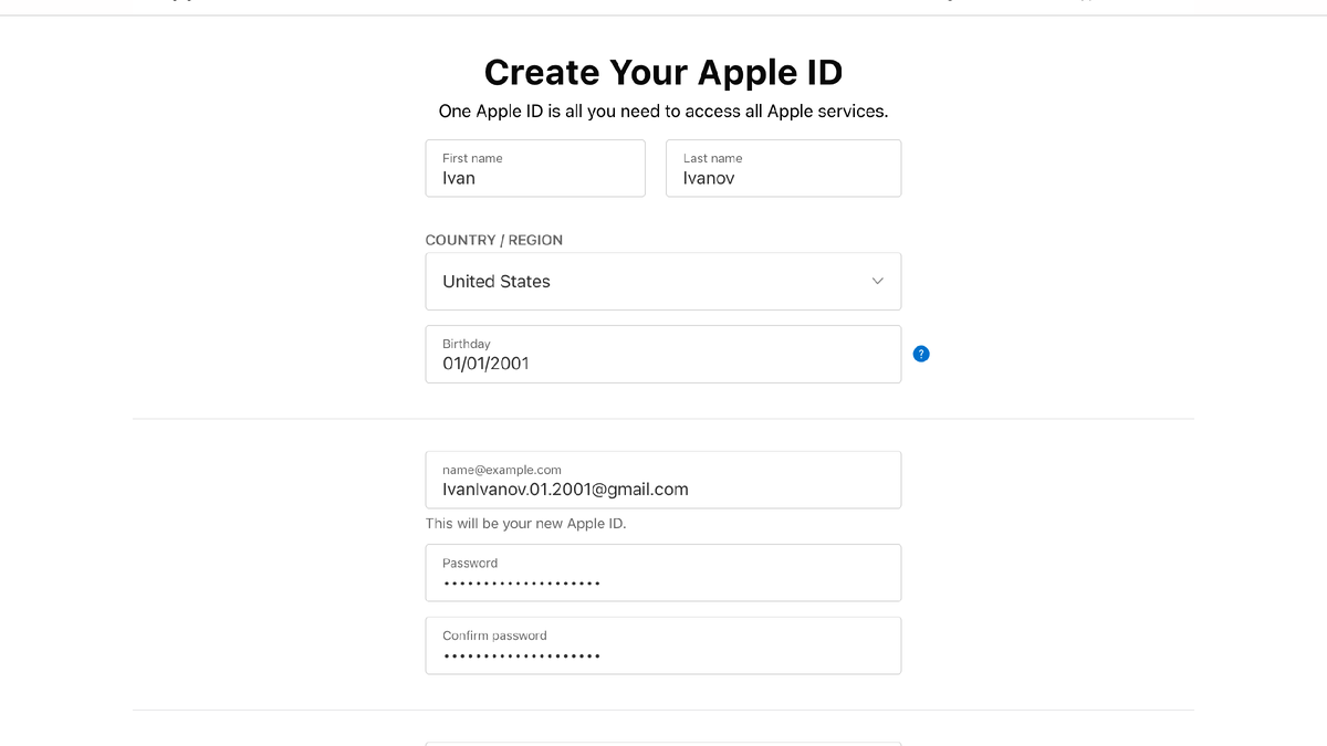 Регион apple id сша