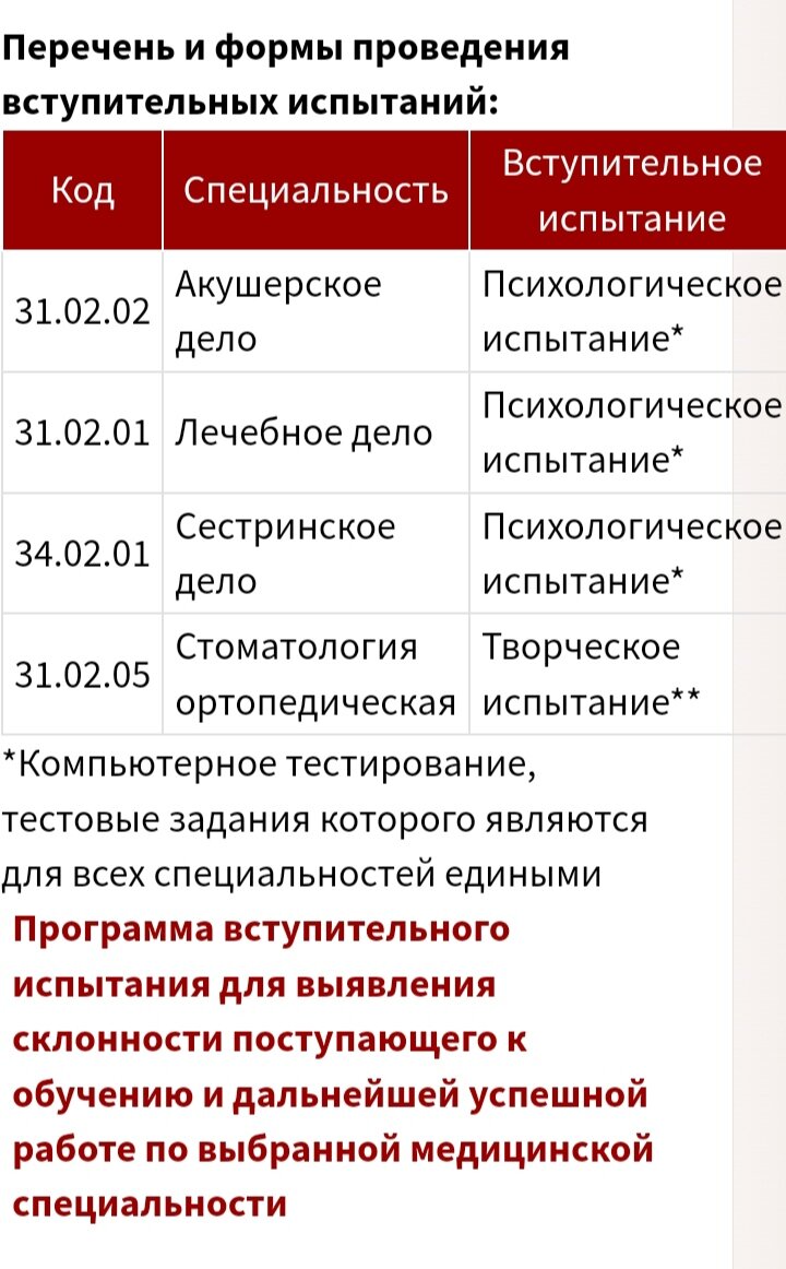 Скрин с сайта колледжа