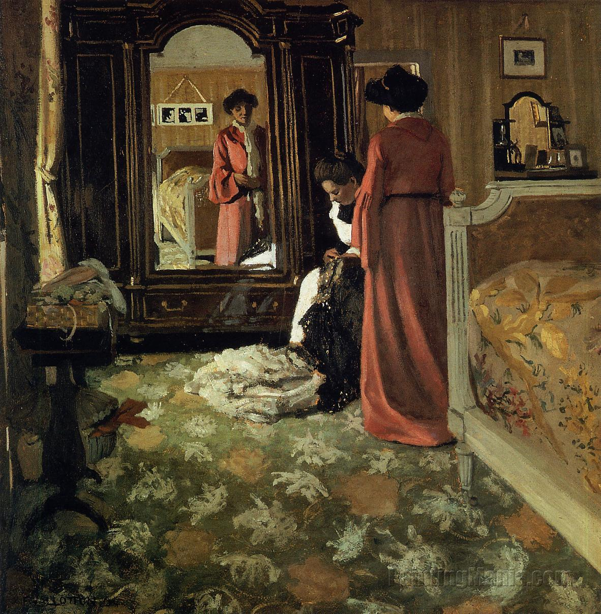 Interior Bedroom with Two Figures