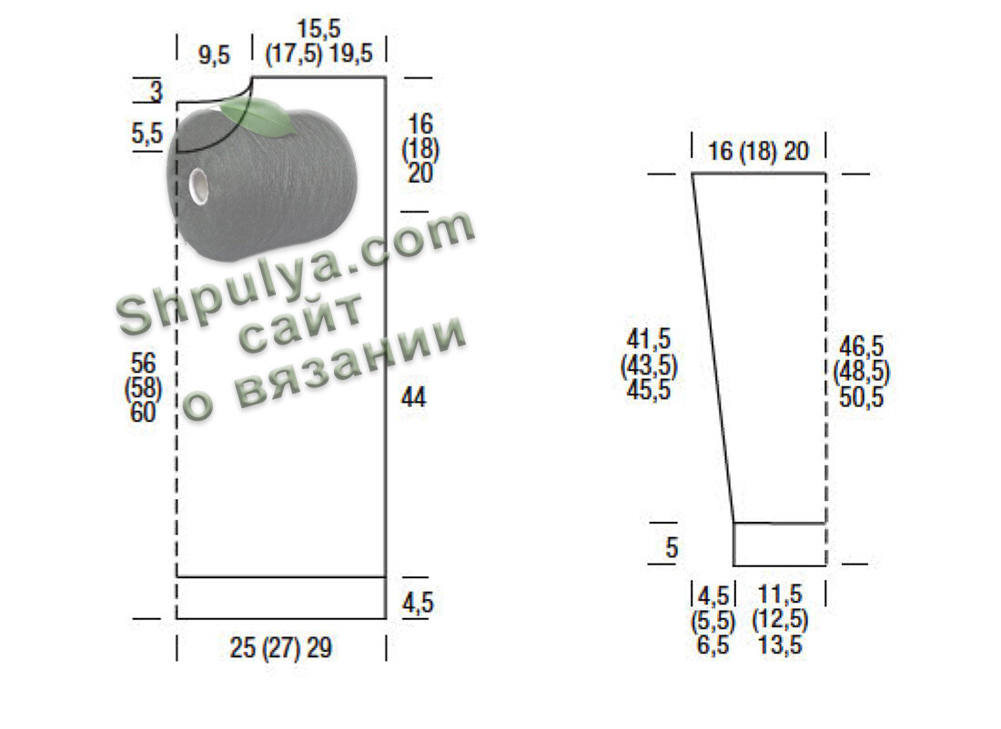 Выкройка вязаного пуловера