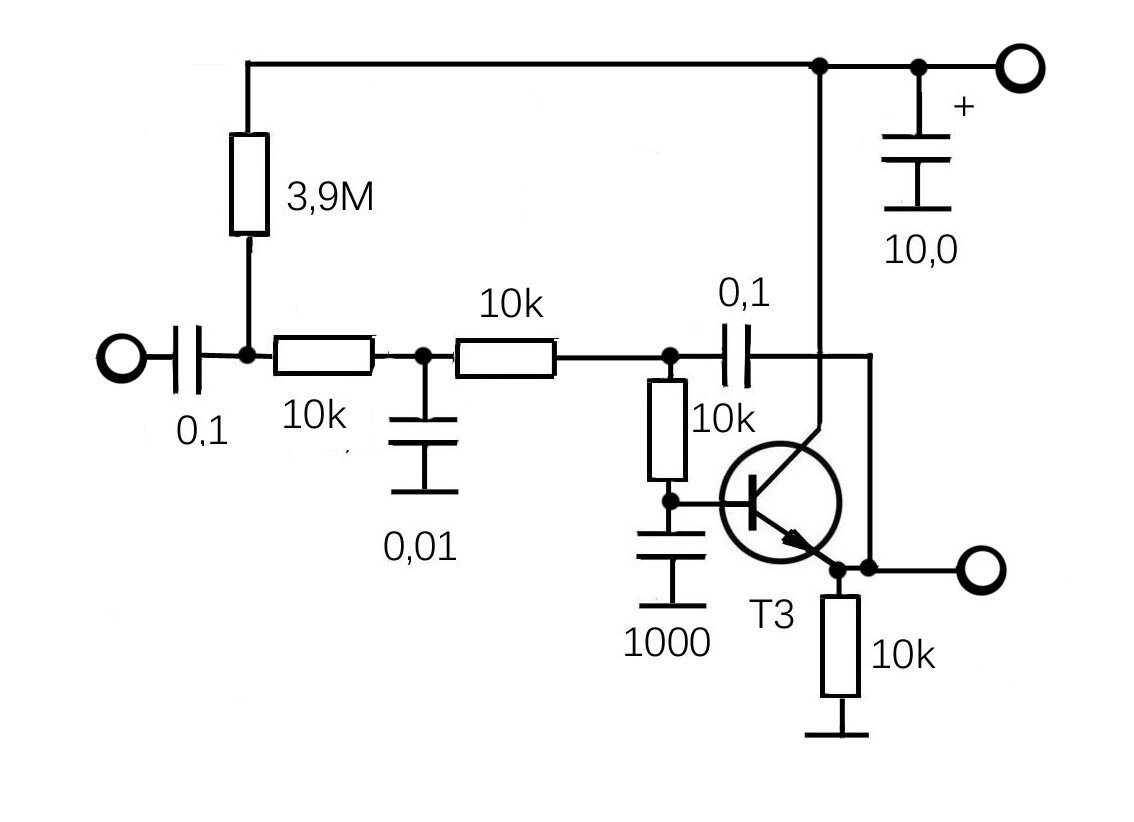 Фильтр нижних частот на транзисторе.