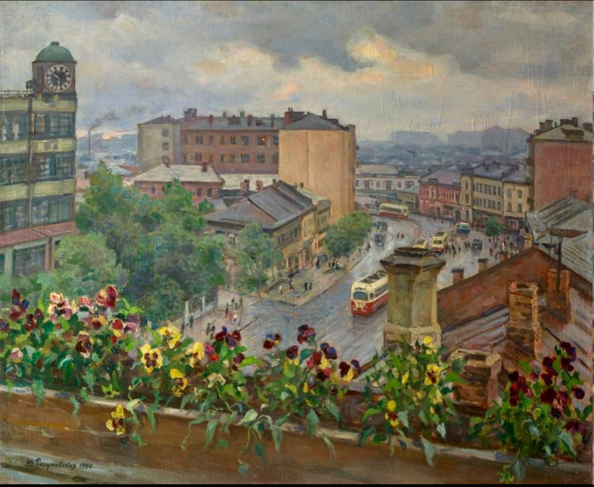 Юлия Разумовская. «Площадь Крестьянской заставы после грозы». 1950