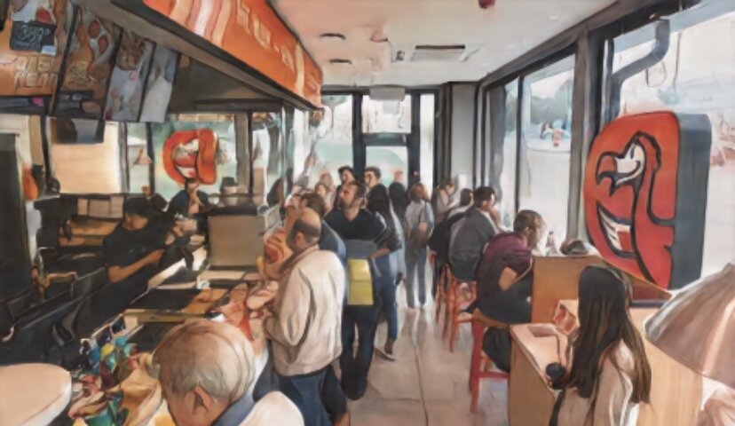 Маленькое пространство ресторана. 