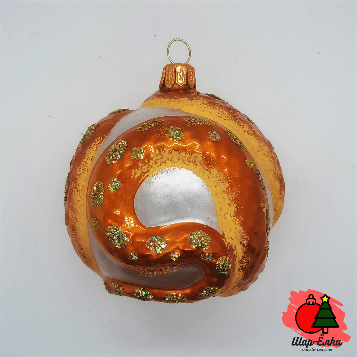 Ёлочный шар 75 мм "Талисман Змея" (Ёлочка) золотистый