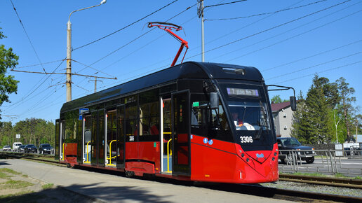 Трамвай БКМ 802Е (Т811)-3306. Покатушки по Барнаулу.
