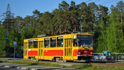 Трамвай Tatra T6B5SU-1032. Покатушки по Барнаулу.