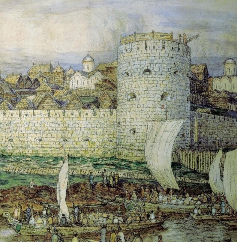 Иллюстрация: Васнецов А.М. Московский Кремль при Дмитрии Донском (фрагмент).