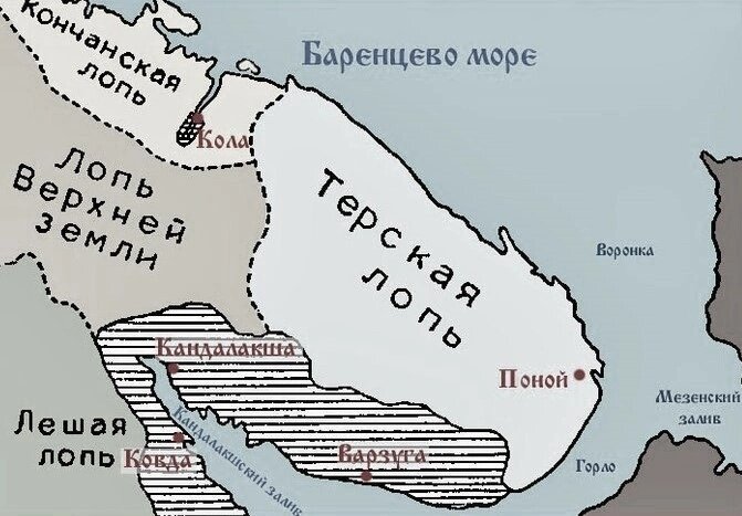 Карта: Кольский полуостров в Средние века.