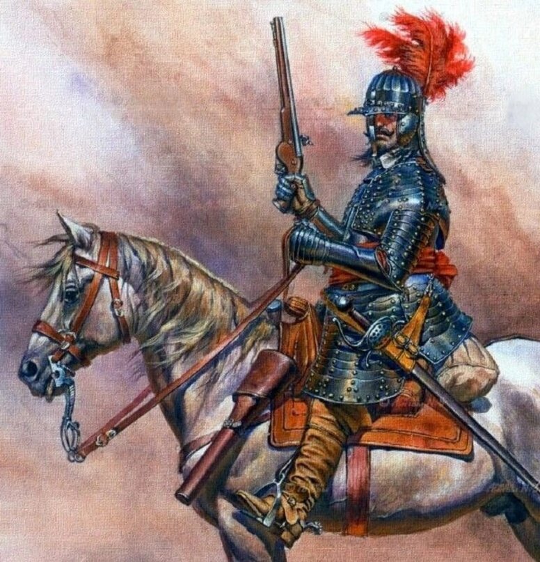 Иллюстрация: Рейтар первой половины XVII в. Художник Анатолий Теленик.