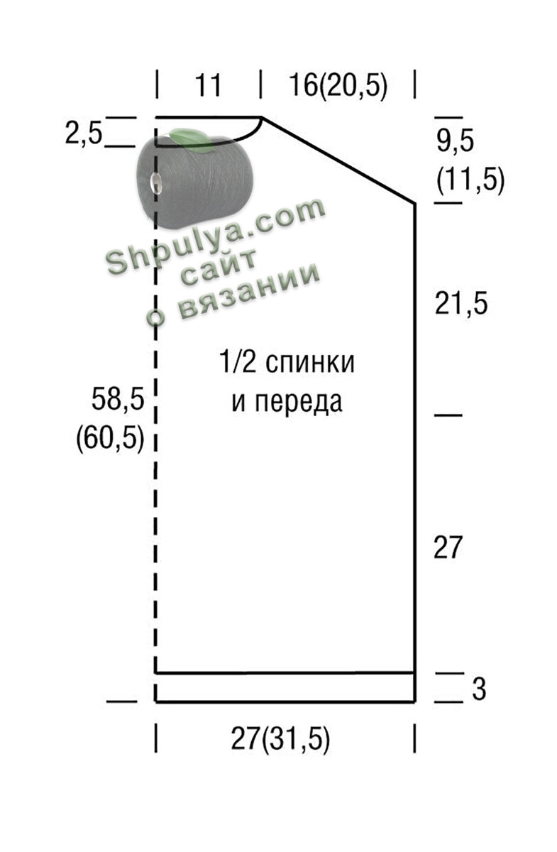 Выкройка вязаного жилета