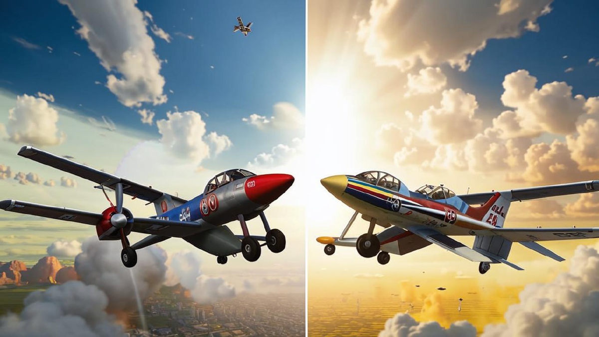 Два самолета противостоят друг другу // источник: нейросеть Kandinsky 3.1