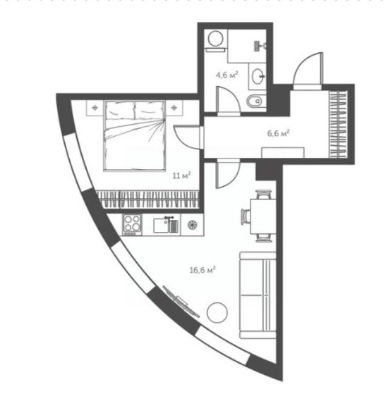 Взято с сайта по продаже недвижимости. Планировка уже была, видимо вариант от отдела продаж:)