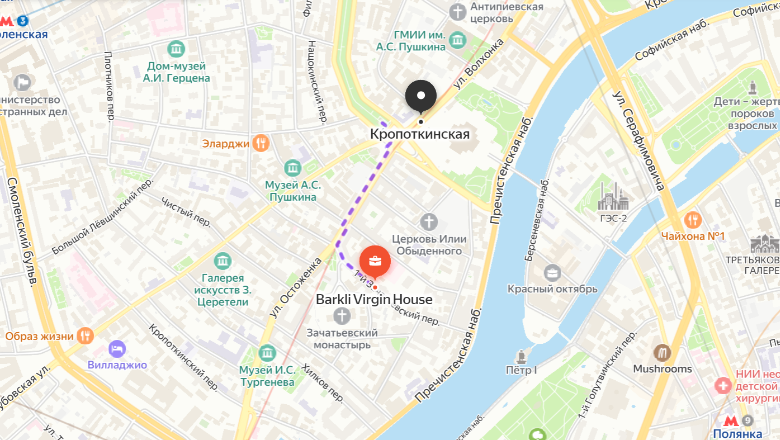 Ближайшая станция метро находится в 8 минутах ходьбы