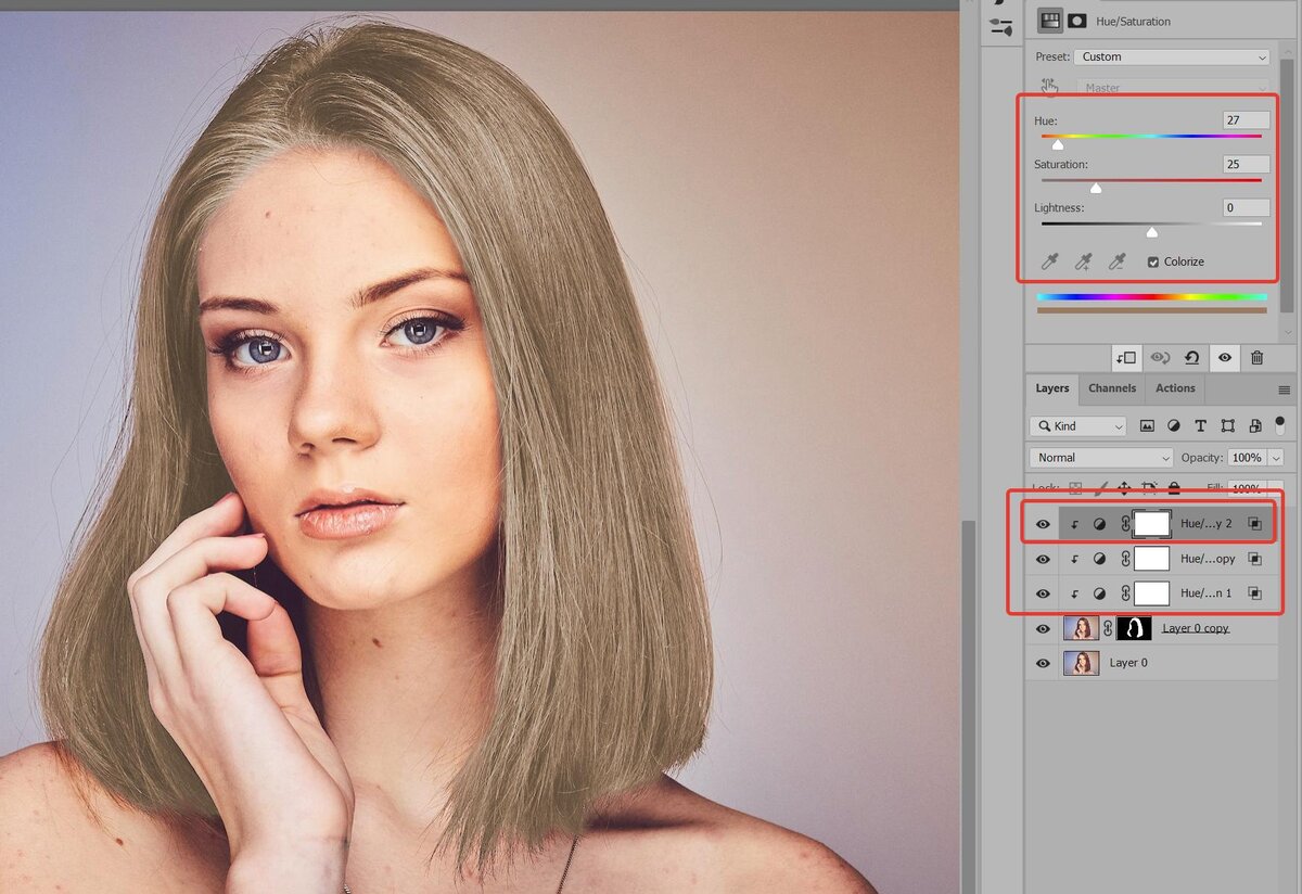 Фотошоп Цвет Волос - изменить