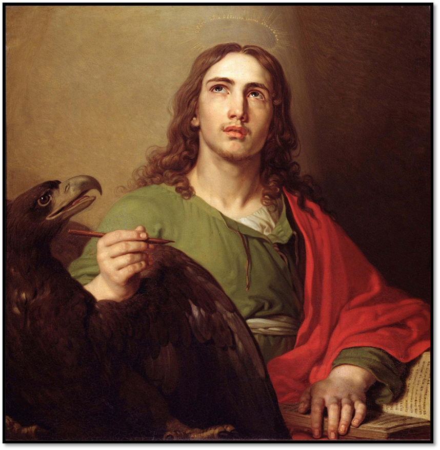 Владимир Лукич Боровиковский «Евангелист Иоанн», 1809 год. Икона из Царских врат главного иконостаса Казанского собора в Петербурге. С 1932 года этот образ находится в Государственном Русском музее в Санкт-Петербурге
