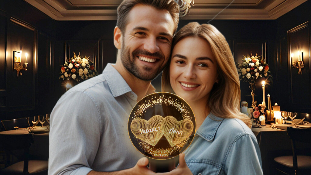 ночник с вашим текстом в подарок на годовщину свадьбы или отношений