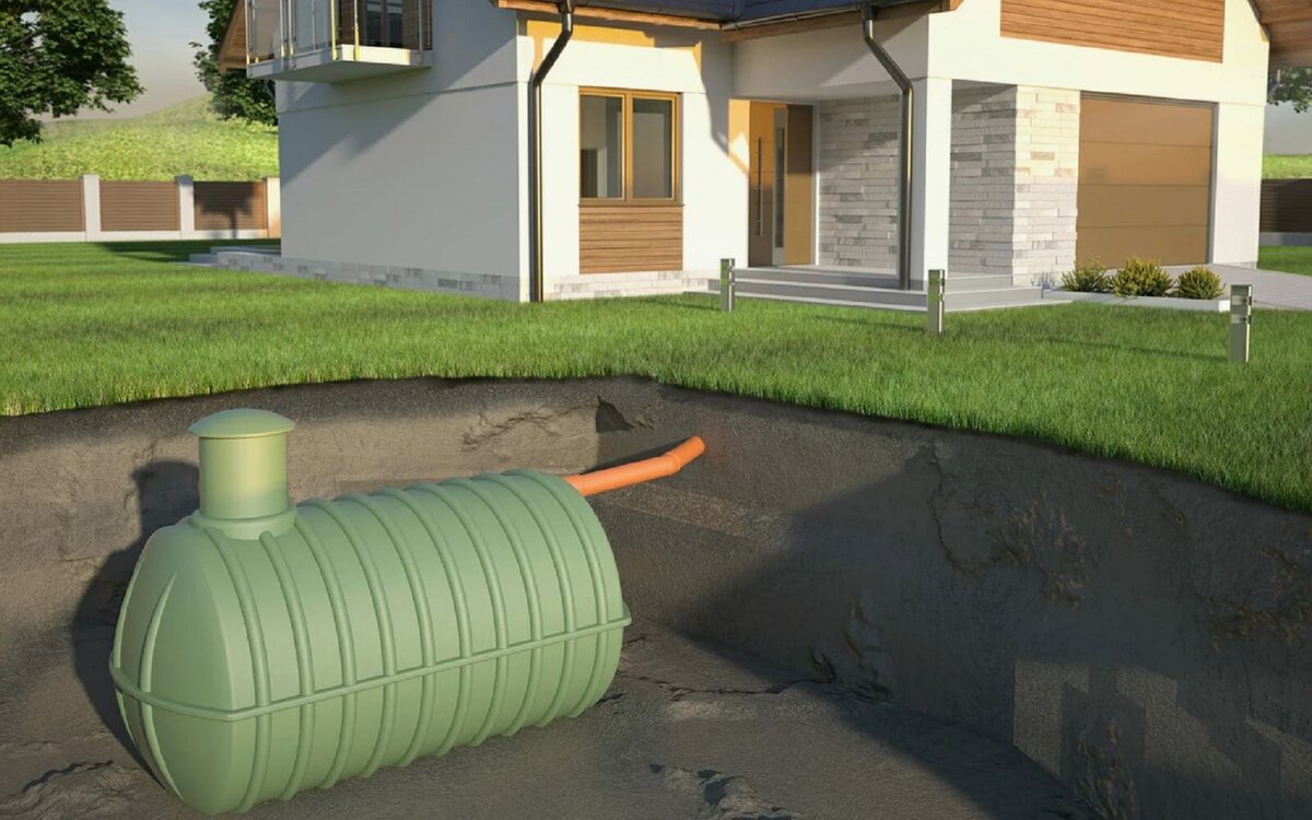 Пластиковый септик-накопитель на участке