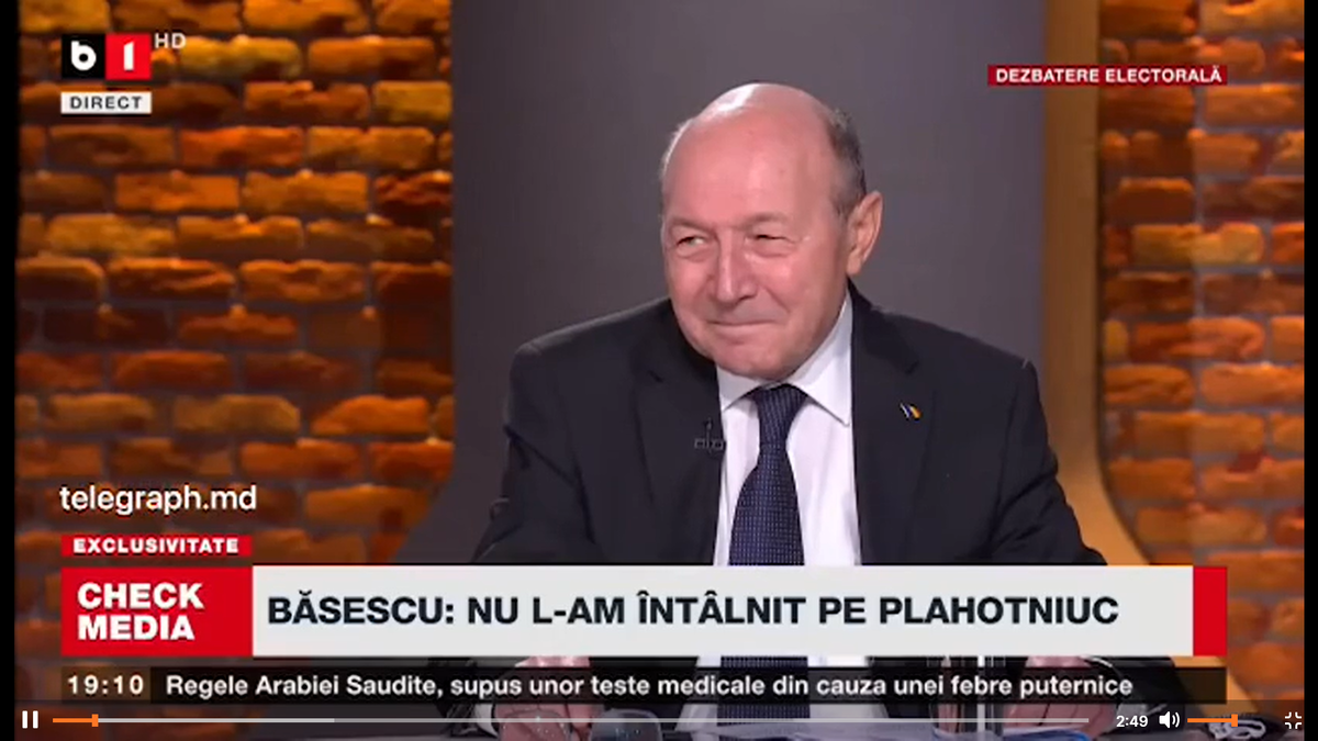 Траян Бэсеску в эфире рассуждает о том, что Приднестровье надо отпустить