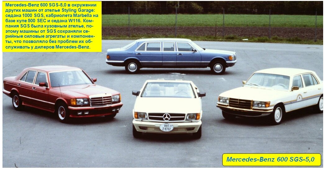 Mercedes-Benz 600SGS-5.0 (W126) и другие модели SGS