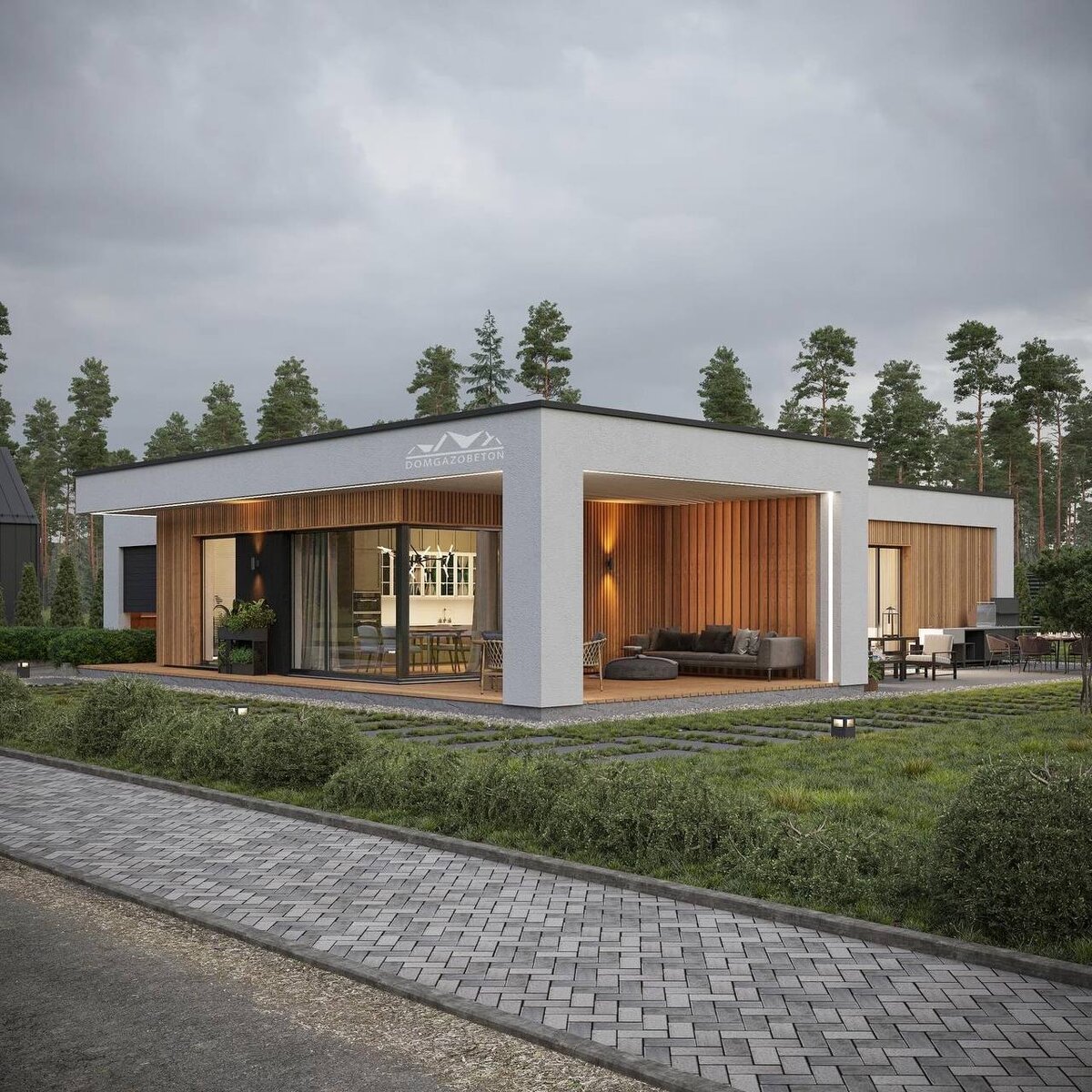 Проект одноэтажного дома из газобетона Bonolit от СК "Домгазобетон"