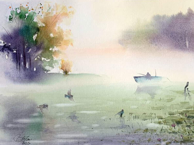 «Пейзаж с рыбаком», Заточная Дарья (2022)