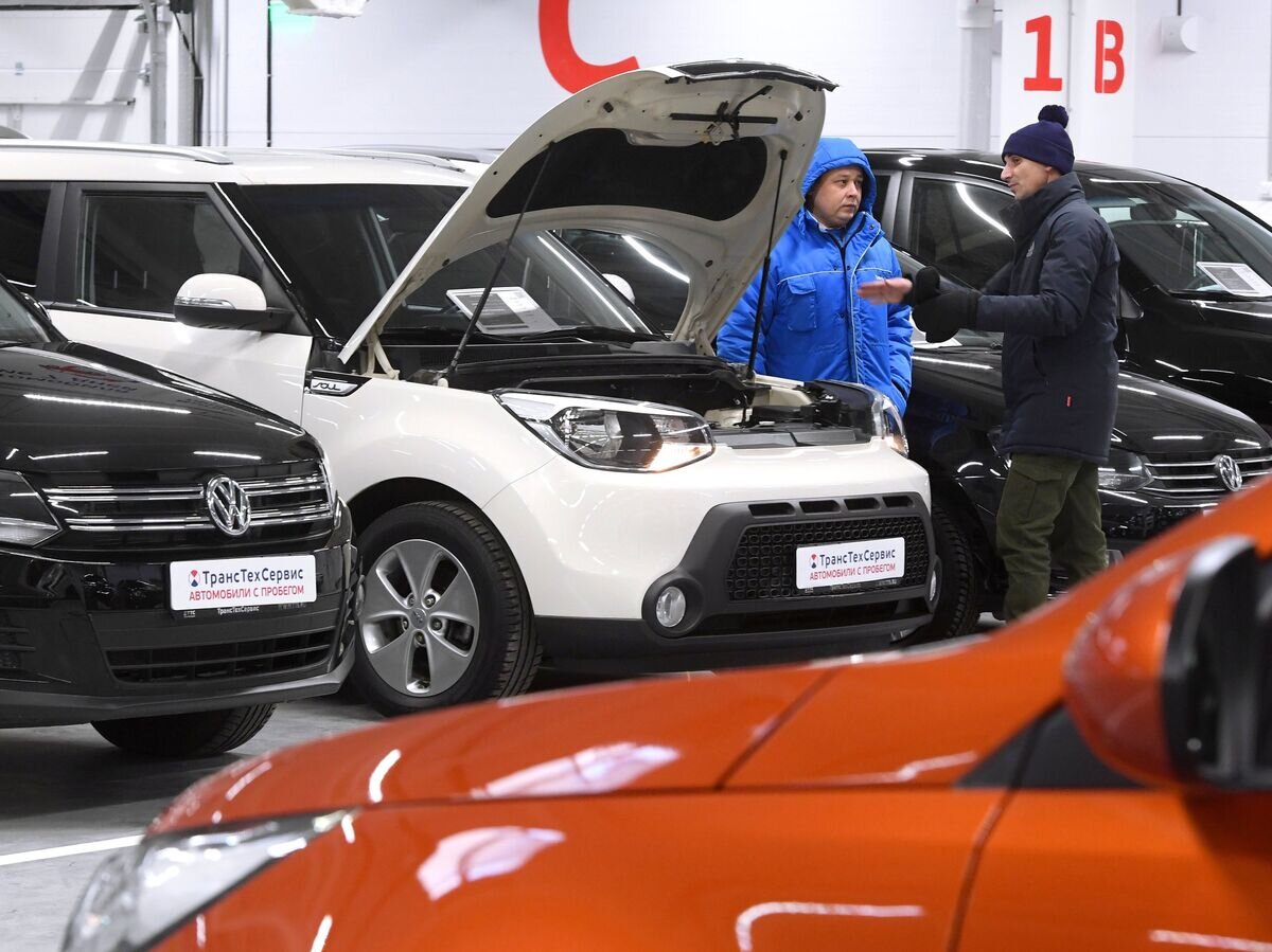    Покупатель осматривает машину в автосалоне© РИА Новости . Максим Богодвид