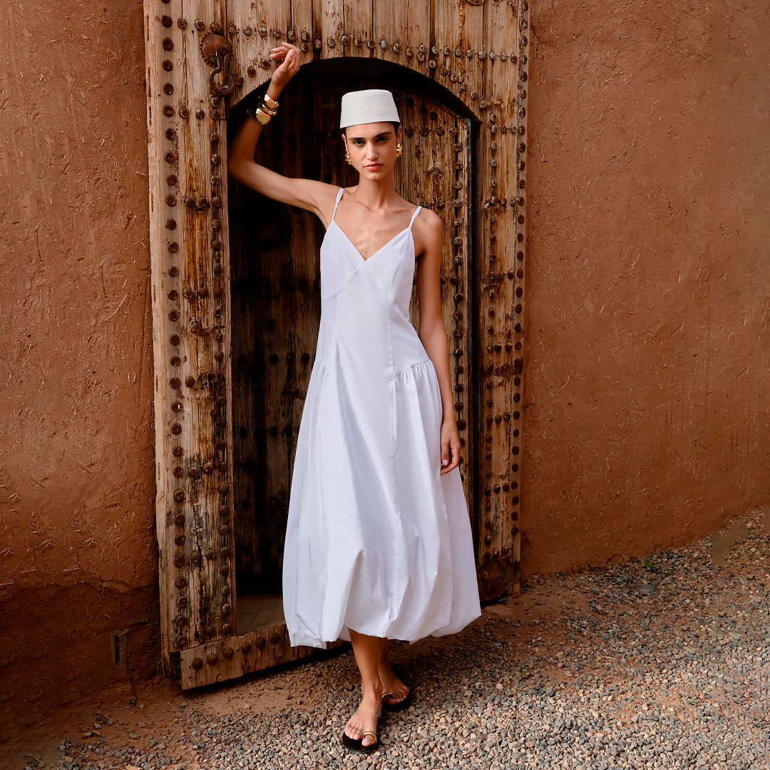 Платье-баллон макси из итальянского хлопка Nude Story