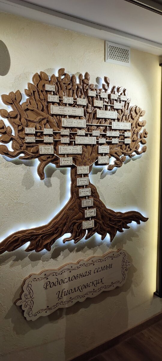 Генеалогическое древо Циолковских в экспозиции Музея К.Э. Циолковского, космонавтики и авиации.