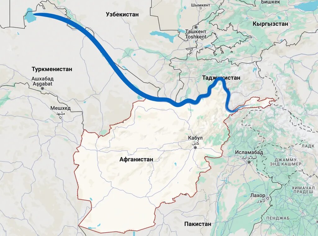 Синяя линия – Амударья