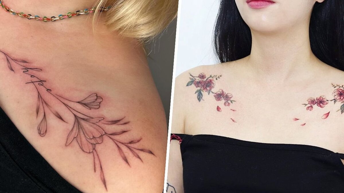 Тату на ключице (женская)