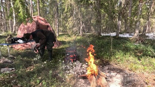 ДОБЫЛ МЯСО В ТАЙГЕ. ОХОТА УДАЛАСЬ. ЛЕСНОЙ ЛАГЕРЬ