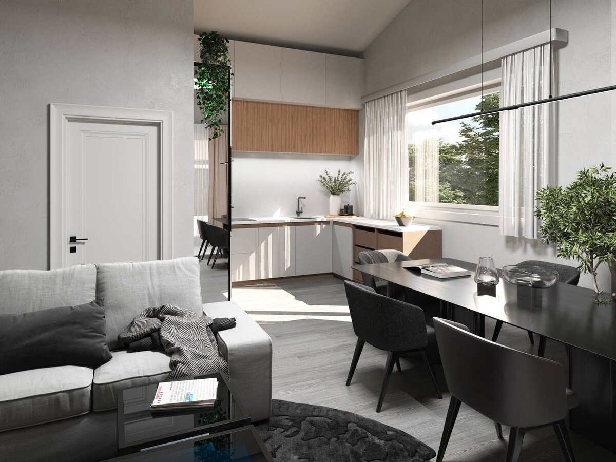 Чтобы создать уютное и функциональное пространство в доме, мы рекомендуем объединять кухню и гостиную.-2