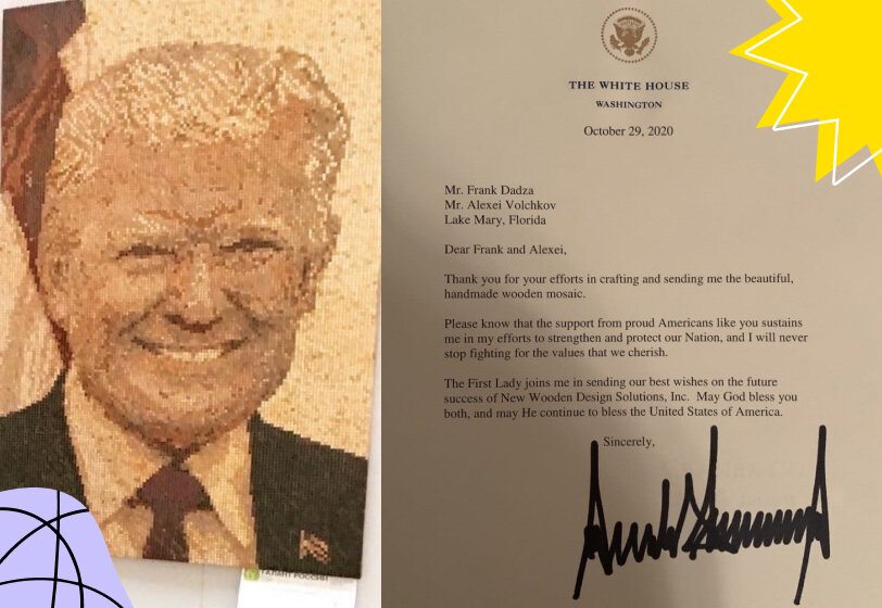 Работа Алексея на выставке «Талант России-2019» и письмо от Трампа