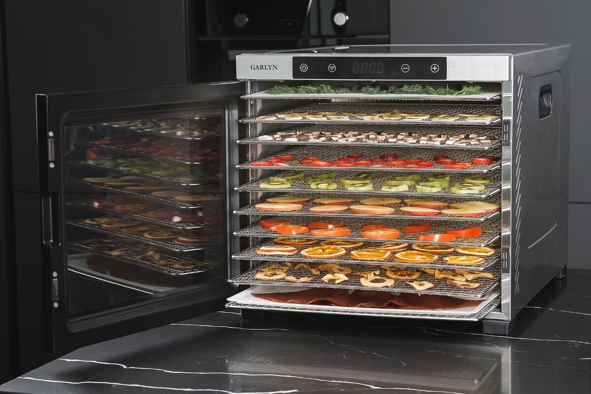 На фото сушилка для овощей и фруктов Garlyn D-10
