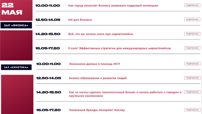 Московская неделя предпринимательства 2024: расписание 22 мая