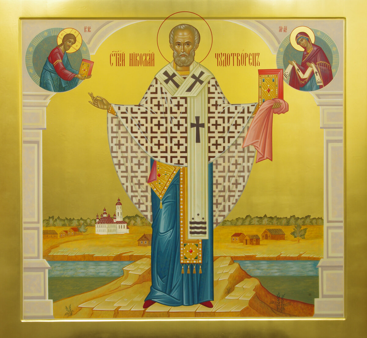Рукописная икона святителя Николая Чудотворца. Работа мастерской "Палехский иконостас"