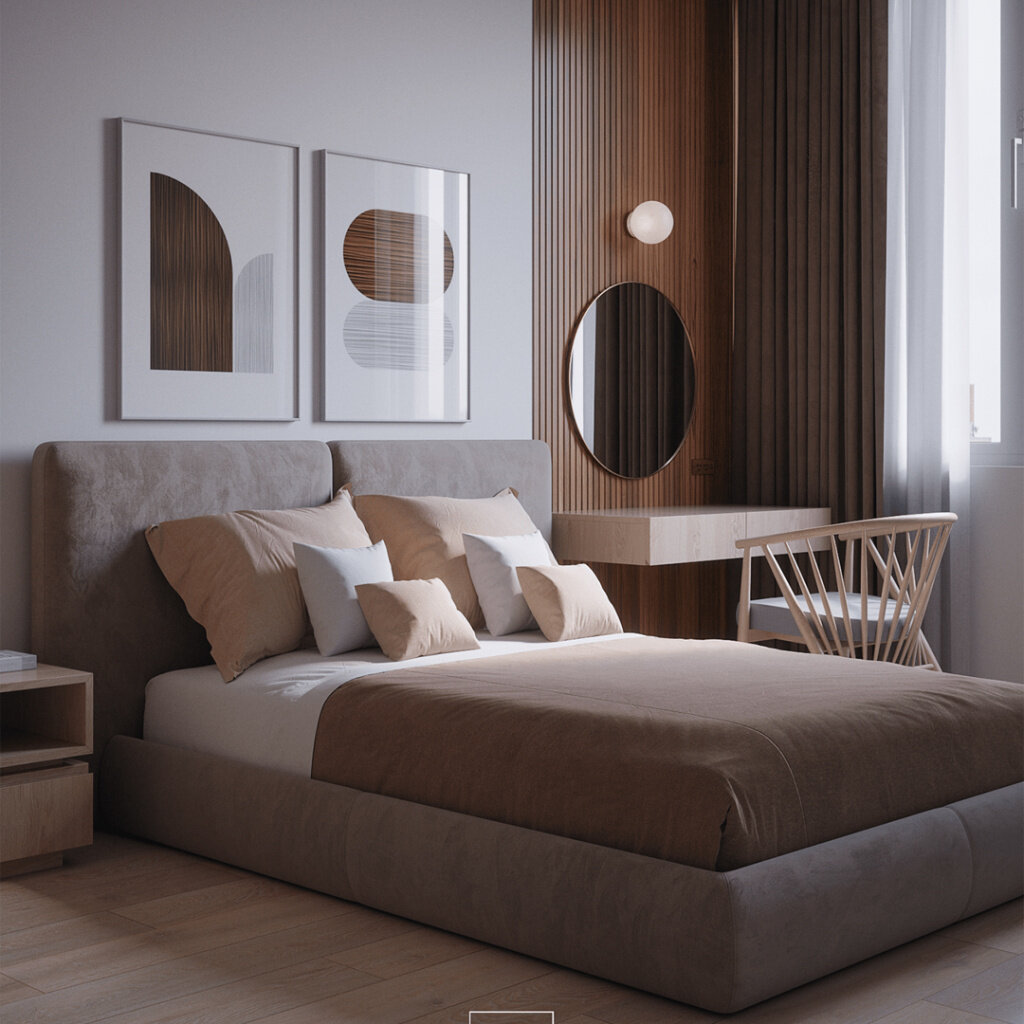 Коричневый цвет в интерьере спальни (фото 1, источник Pinterest.com)